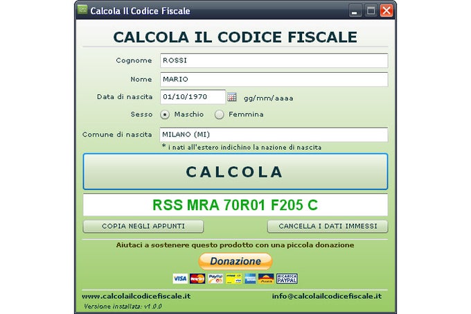 Calcola Il Codice Fiscale Calcola Il Codice Fiscale