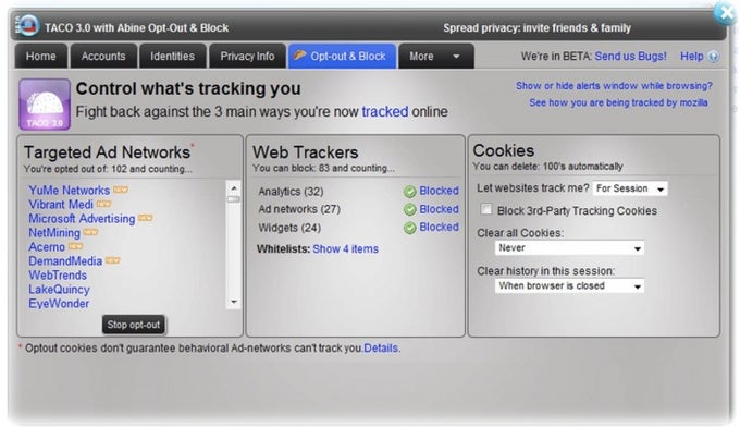 Targeted Advertising Cookie Opt-Out (TACO) Targeted Advertising Cookie Opt-Out (TACO)