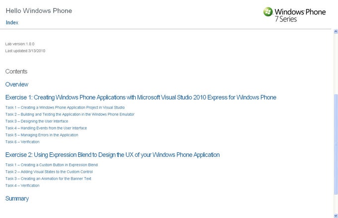 Windows Phone 7 Developer Training Kit Windows Phone 7 Developer Training Kit