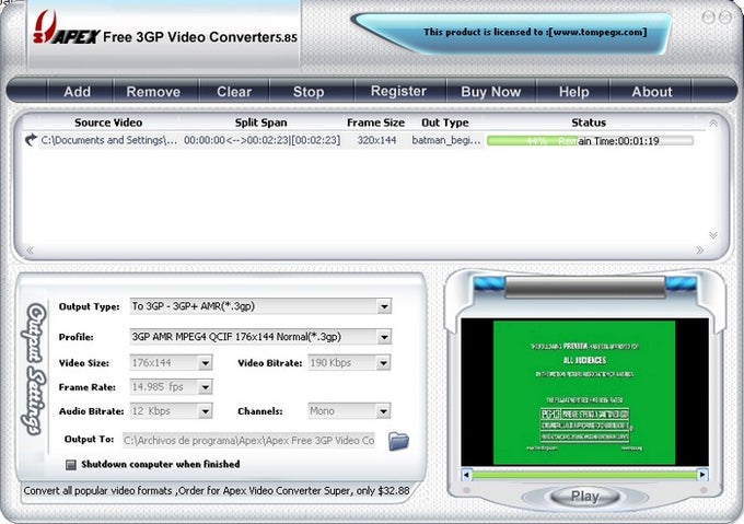 Apex Free 3GP Video Converter Apex Free 3GP Video Converter