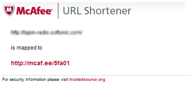 McAfee Secure URL Shortener McAfee Secure URL Shortener