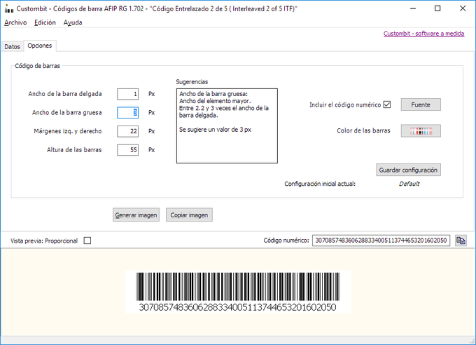 Código de Barras AFIP RG 1702
