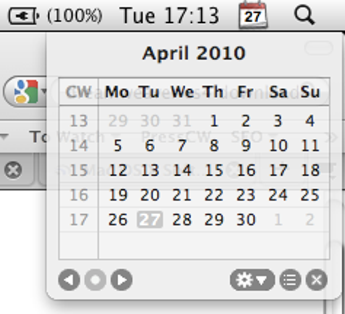 MenuCalendarClock iCal MenuCalendarClock iCal