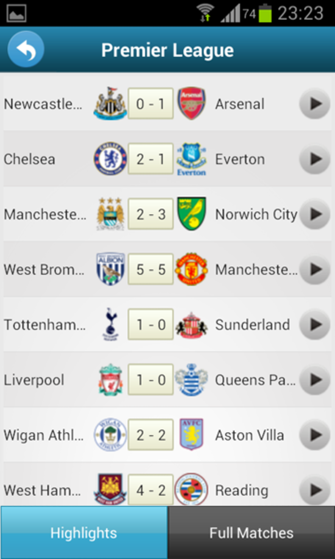 Fußball-Highlights für Android - Download