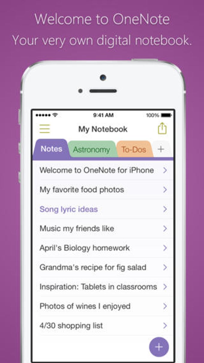 Microsoft OneNote para iPhone Microsoft OneNote para iPhone