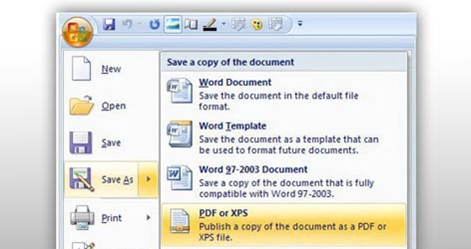 microsoft office 2007 save as pdf file