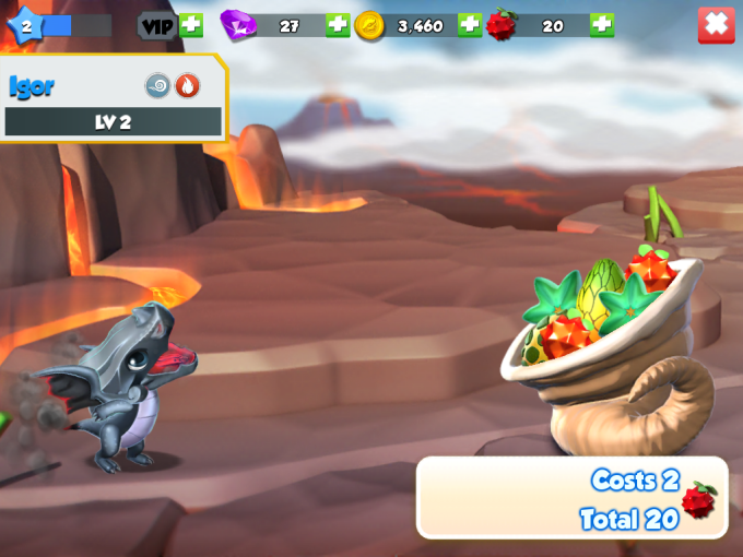 dragon mania legends how much food to level up