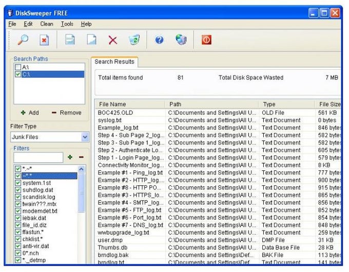 DiskSweeper Free DiskSweeper Free