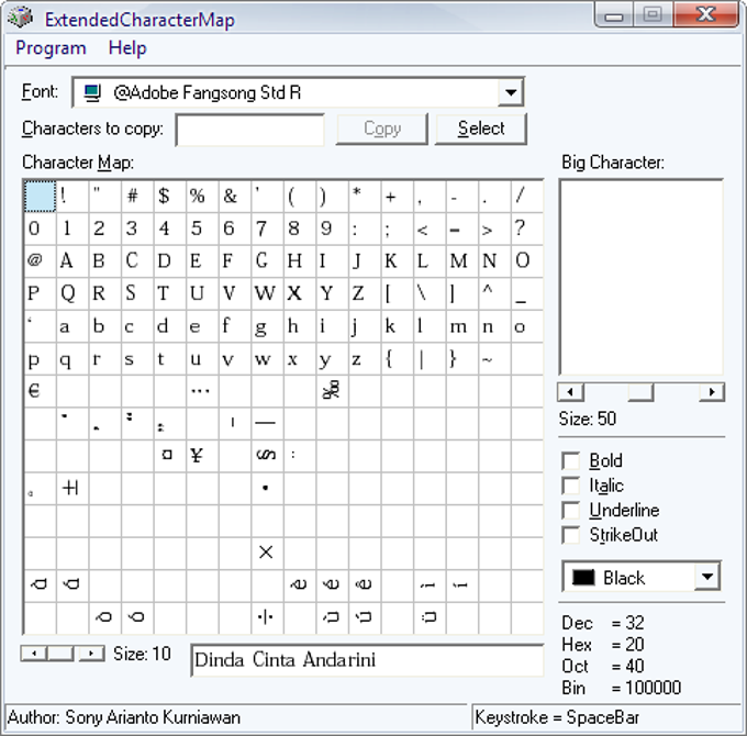 Extended Character Map Extended Character Map