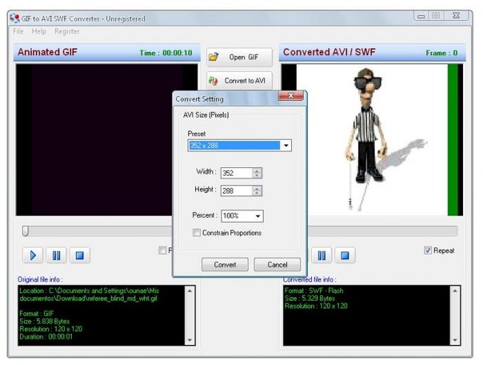 GIF to AVI SWF Converter GIF to AVI SWF Converter