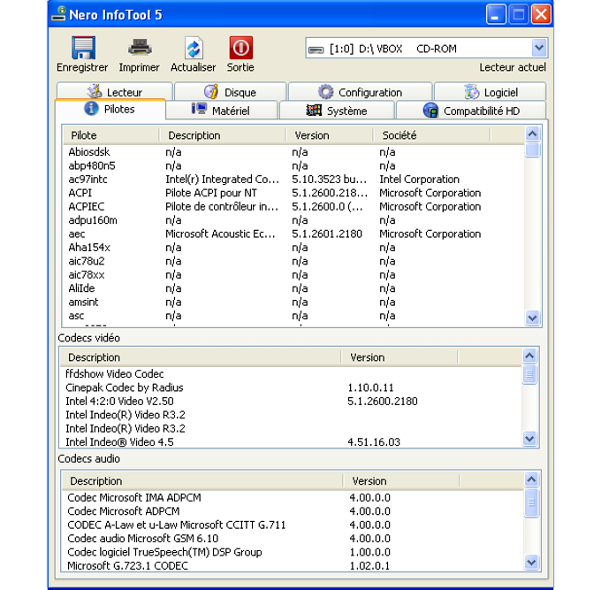 Nero InfoTool Nero InfoTool