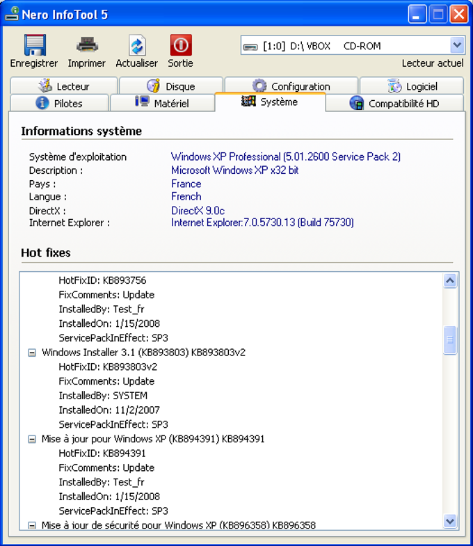 Nero InfoTool Nero InfoTool