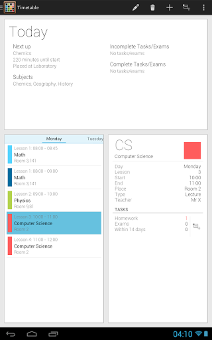 Timetable Timetable