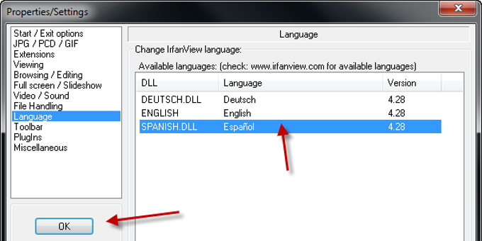 Traducción al español para IrfanView Traducción al español para IrfanView