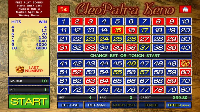 Winning cleopatra keno numbers