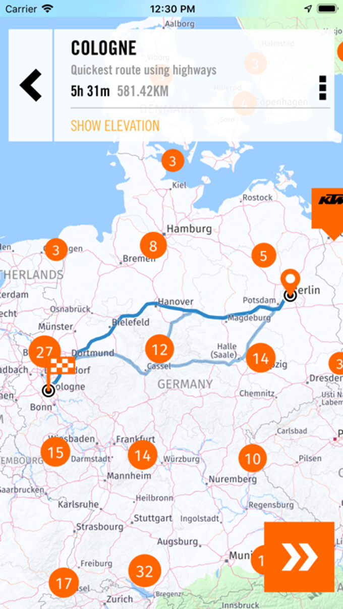 KTM MY RIDE Navigation