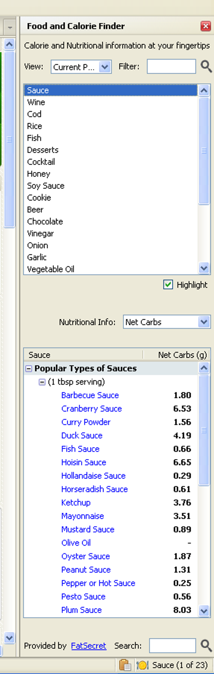 Food and Calorie Finder Food and Calorie Finder
