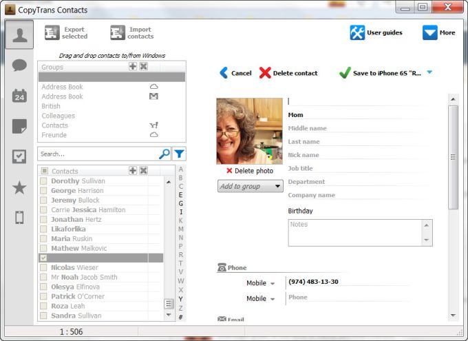 copytrans contacts for mac free download