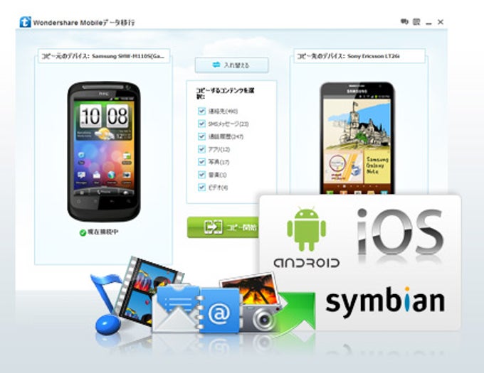 Wondershare Mobileデータ移行(Win版) Wondershare Mobileデータ移行(Win版)