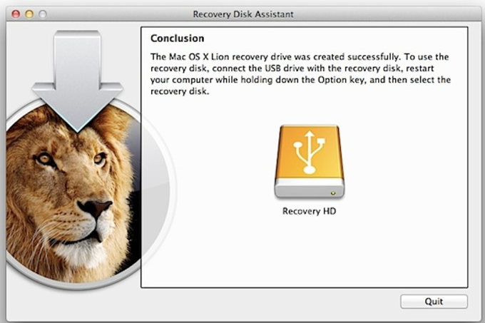 Lion Recovery Disk Assistant