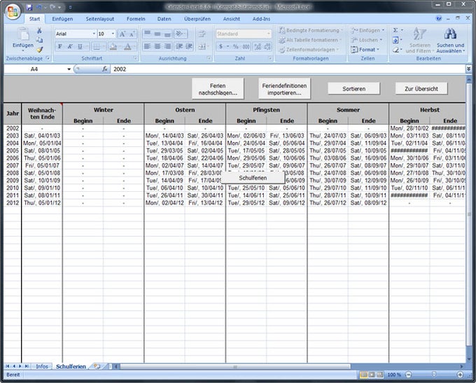 Jahreskalender für Excel Jahreskalender für Excel