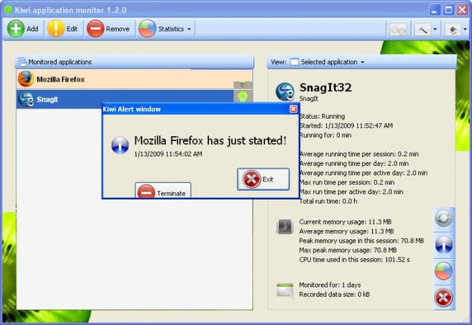 Kiwi application monitor Kiwi application monitor