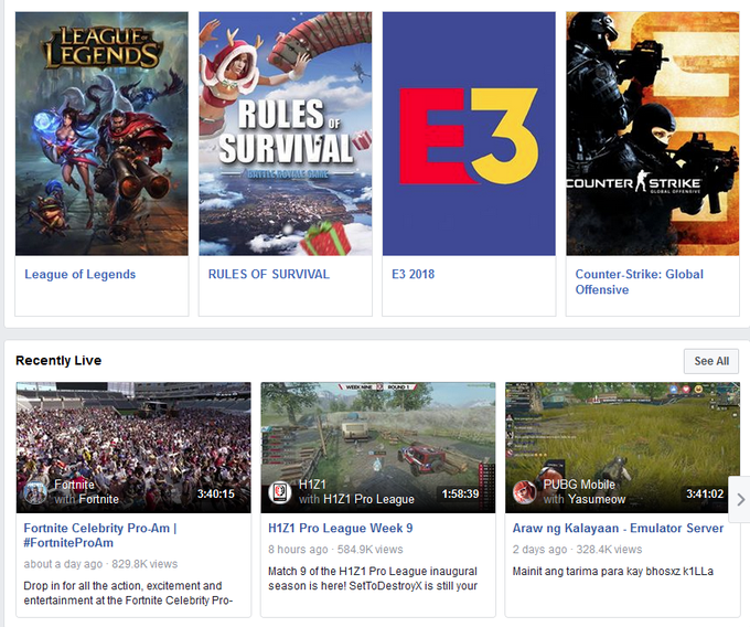 Facebook Gaming Facebook Gaming
