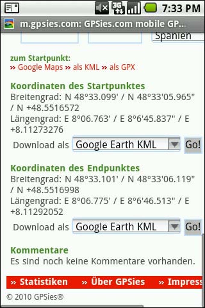 Gpsies für Android Gpsies für Android