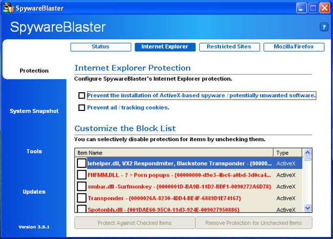 SpywareBlaster SpywareBlaster