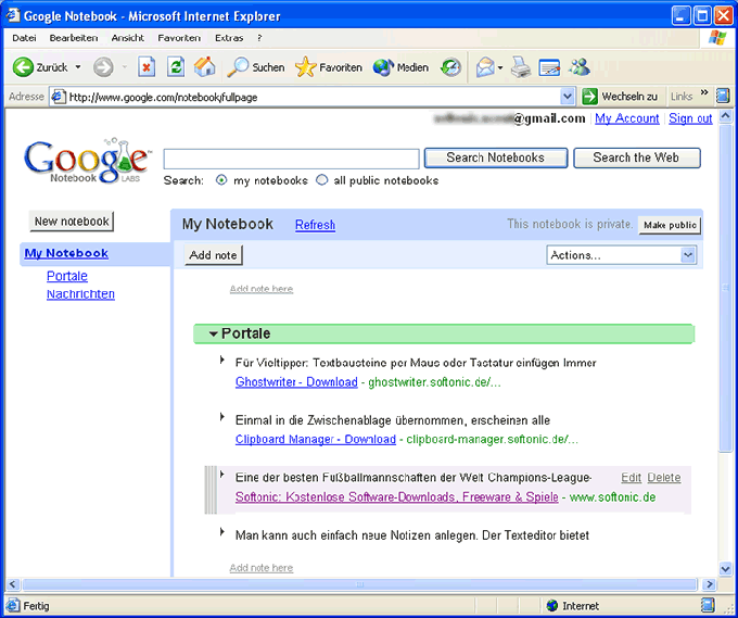 Google Notebook - Download