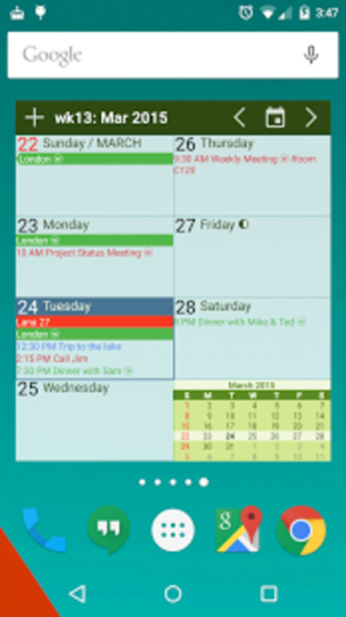 acalendar android calendar