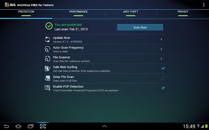 AntiVirus FREE para tabletas