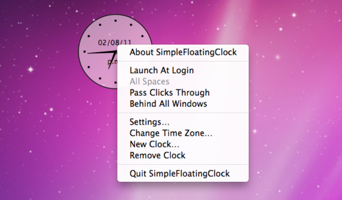 simple floating clock mac update