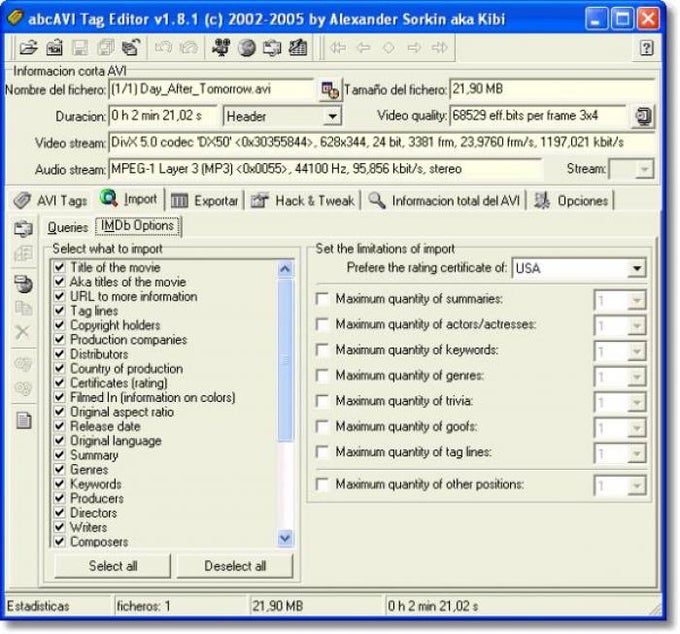 abcAVI Tag Editor abcAVI Tag Editor