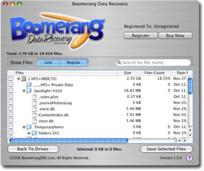 Boomerang data recovery software pour mac os x