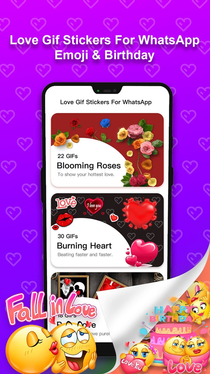 Emoji GIF Love Stickers For WhatsApp - Birthday APK для Android — Скачать