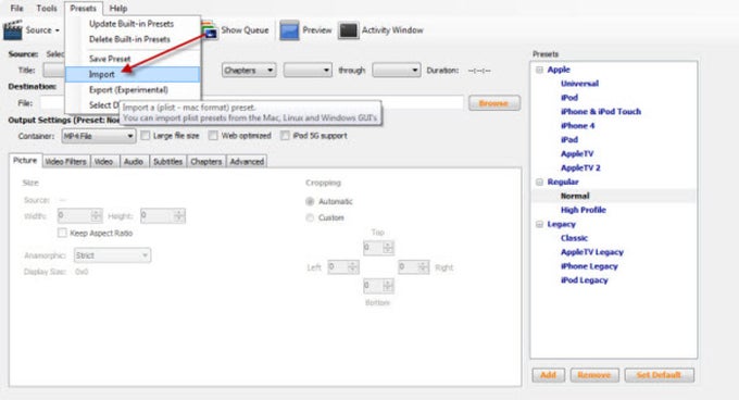 HandBrake preset voor PlayStation Vita