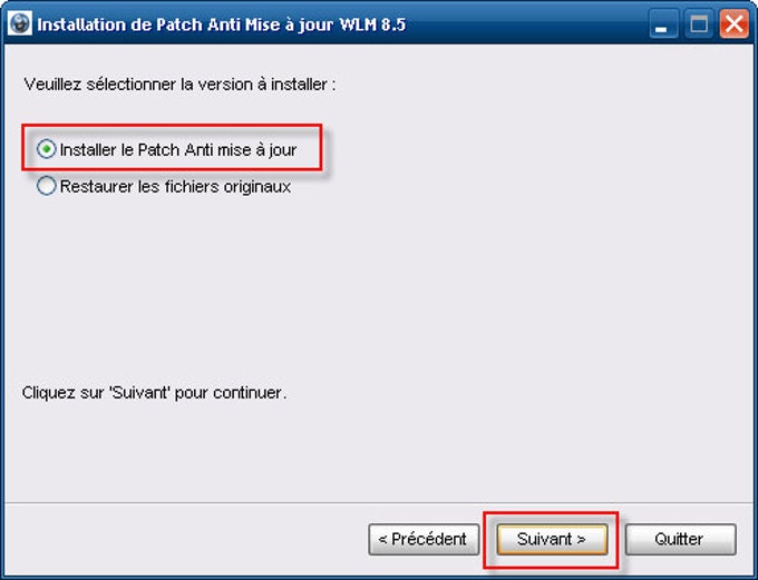 Patch anti mise à jour pour Windows Live Messenger 8.5 Patch anti mise à jour pour Windows Live Messenger 8.5
