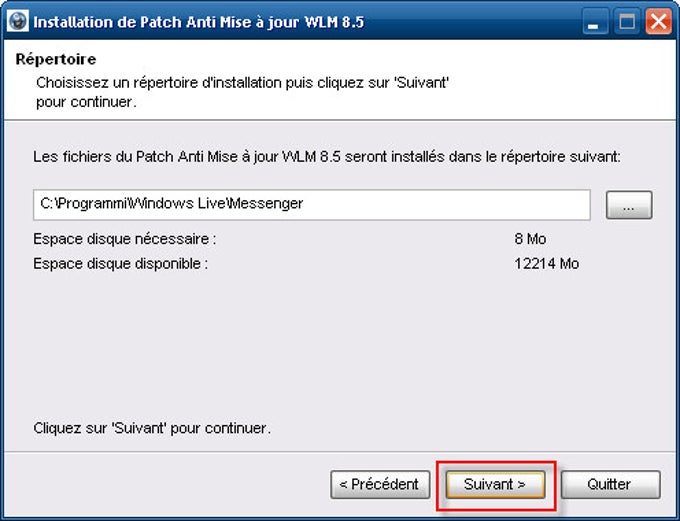 Patch anti mise à jour pour Windows Live Messenger 8.5 Patch anti mise à jour pour Windows Live Messenger 8.5