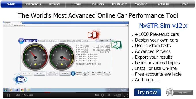 NxGTR Car Performance Simulator NxGTR Car Performance Simulator