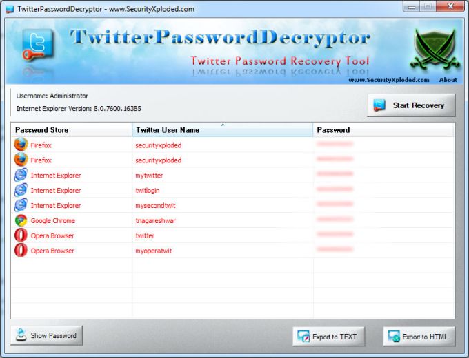 Twitter Password Decryptor