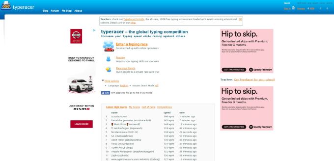 TypeRacer - Online Typing Game - Race Your Friends! 