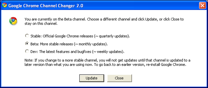 Google Chrome Channel Changer Google Chrome Channel Changer