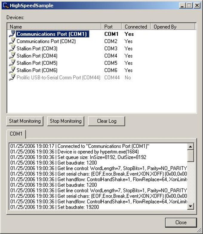 Serial Port Monitoring Control Serial Port Monitoring Control