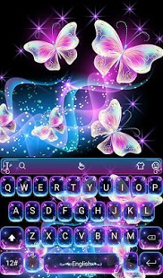 Colorful Glitter Neon Butterfly Keyboard Theme Colorful Glitter Neon Butterfly Keyboard Theme