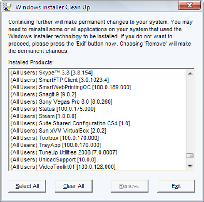 Windows Installer CleanUp Windows Installer CleanUp