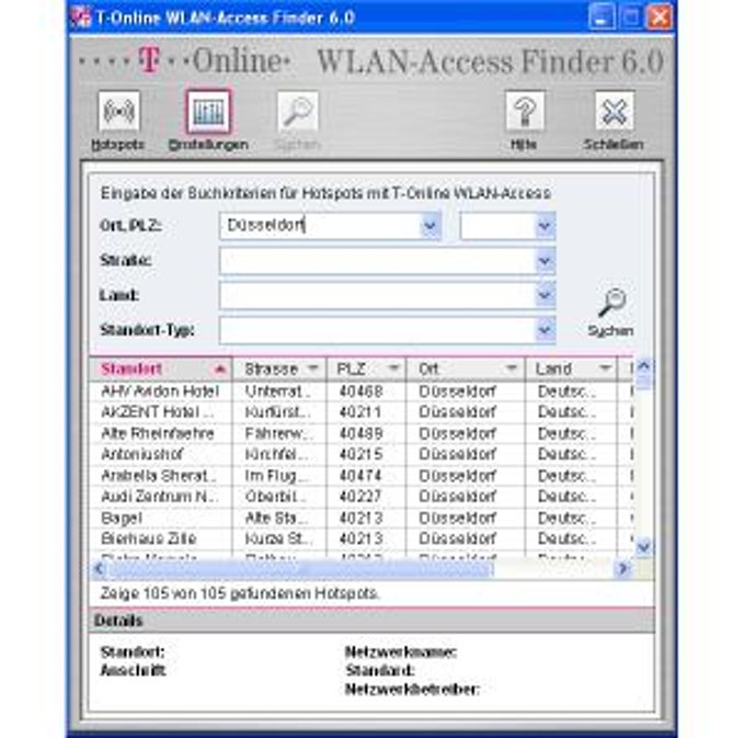 T-Online WLAN-Access Finder T-Online WLAN-Access Finder