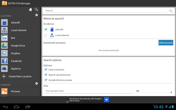 ASTRO File Manager with Clouds