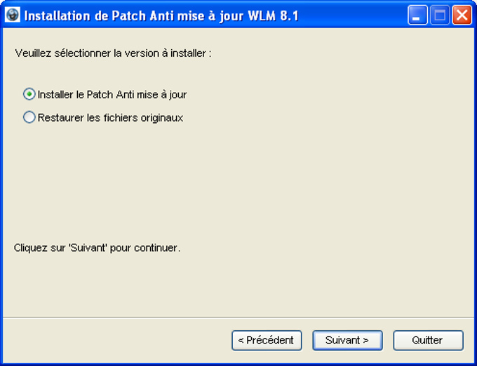 Patch anti mise à jour pour Windows Live Messenger 8.1 Patch anti mise à jour pour Windows Live Messenger 8.1