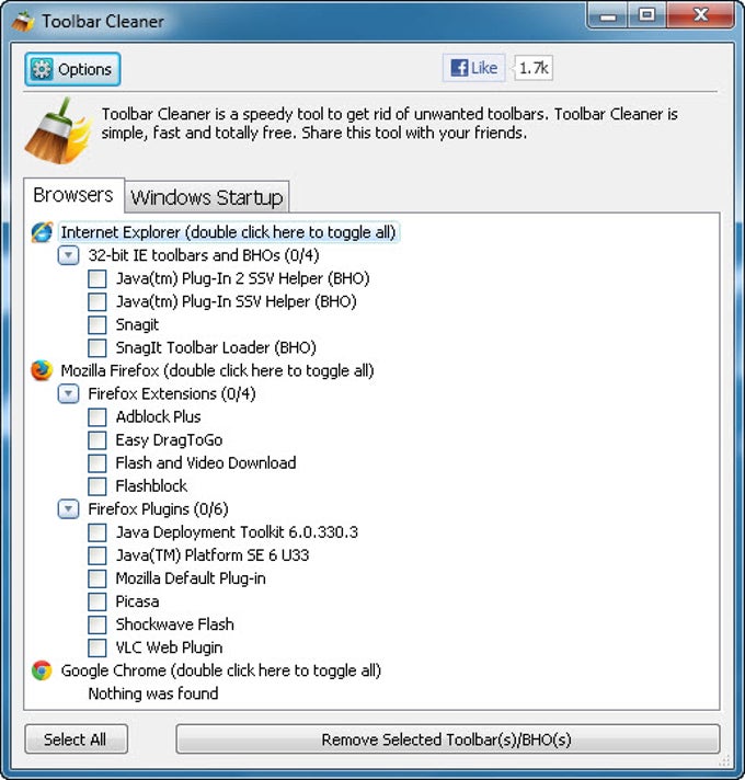Toolbar Cleaner Toolbar Cleaner